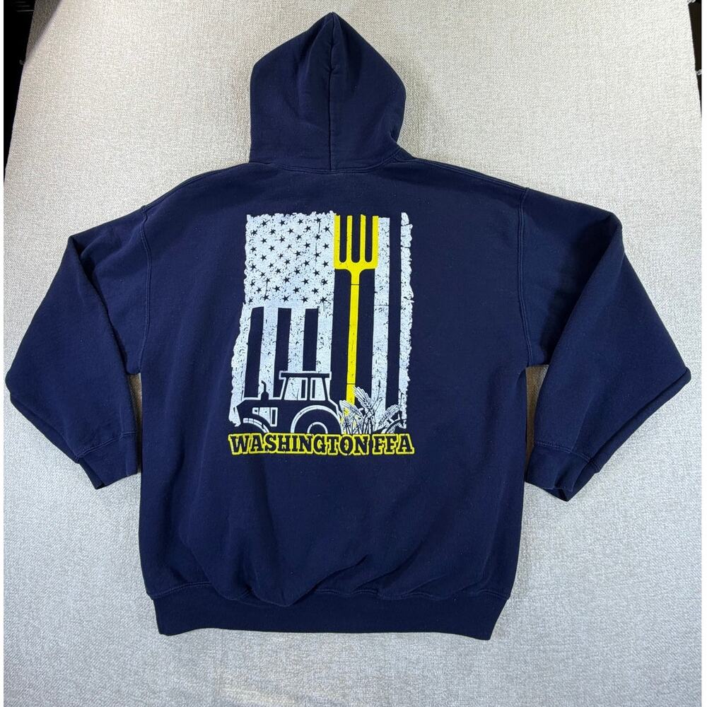 FFA Unisex Blue XL Washington Long Sleeve Hoodie Agriculture School Sweatshirt - Picture 2 of 9